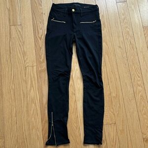 Black leggings pants with zipped bottom